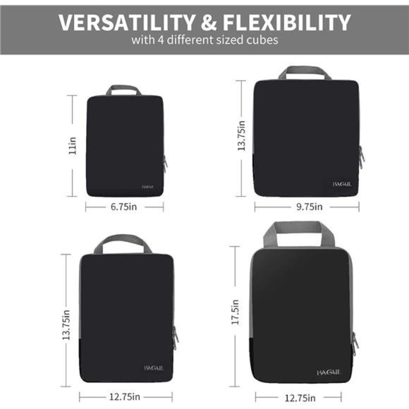 4 Pack  Compression Packing Cubes Travel Accessories Expandable Organizers - Picture 2 of 6